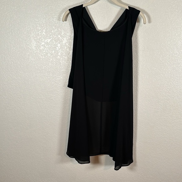 Nasty Gal Black Hook & Eye Crop Top With Sheer Cape Size Large - Picture 5 of 8